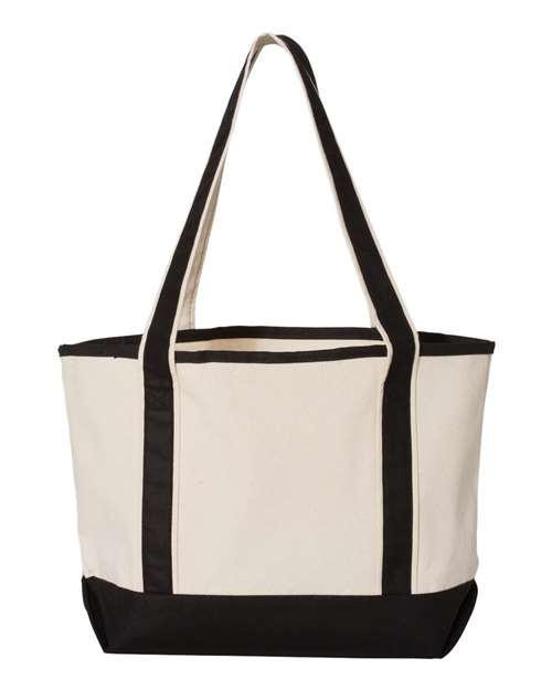 Q-Tees Q125800 20L Small Deluxe Tote #color_Natural/ Black