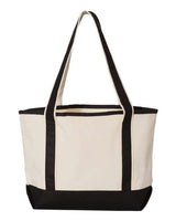 Q-Tees Q125800 20L Small Deluxe Tote #color_Natural/ Black