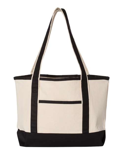 Q-Tees Q125800 20L Small Deluxe Tote #color_Natural/ Black