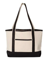 Q-Tees Q125800 20L Small Deluxe Tote #color_Natural/ Black