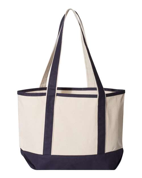 Q-Tees Q125800 20L Small Deluxe Tote #color_Natural/ Navy