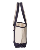 Q-Tees Q125800 20L Small Deluxe Tote #color_Natural/ Navy