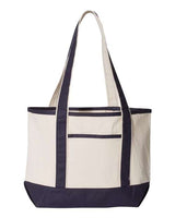 Q-Tees Q125800 20L Small Deluxe Tote #color_Natural/ Navy