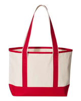 Q-Tees Q125800 20L Small Deluxe Tote #color_Natural/ Red