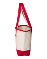 Q-Tees Q125800 20L Small Deluxe Tote #color_Natural/ Red