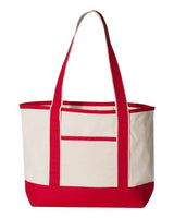 Q-Tees Q125800 20L Small Deluxe Tote #color_Natural/ Red