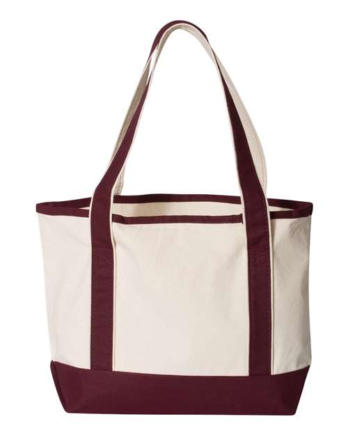 Q-Tees Q125800 20L Small Deluxe Tote #color_Natural/ Maroon