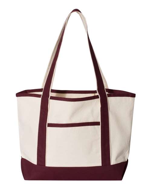 Q-Tees Q125800 20L Small Deluxe Tote #color_Natural/ Maroon