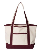 Q-Tees Q125800 20L Small Deluxe Tote #color_Natural/ Maroon