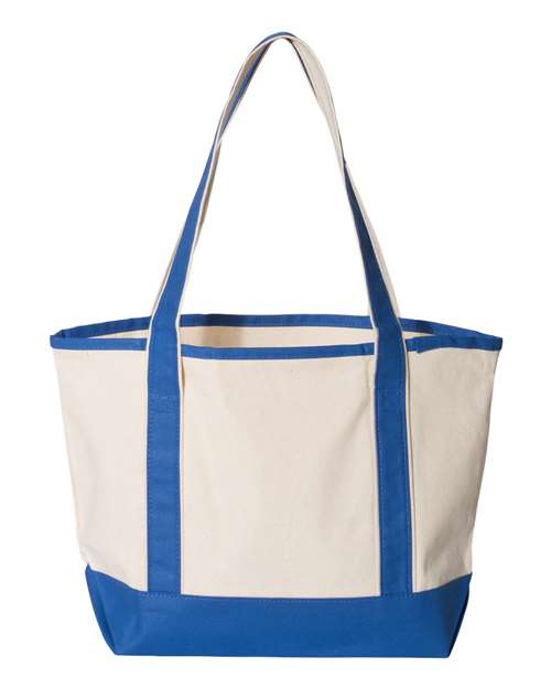 Q-Tees Q125800 20L Small Deluxe Tote #color_Natural/ Royal