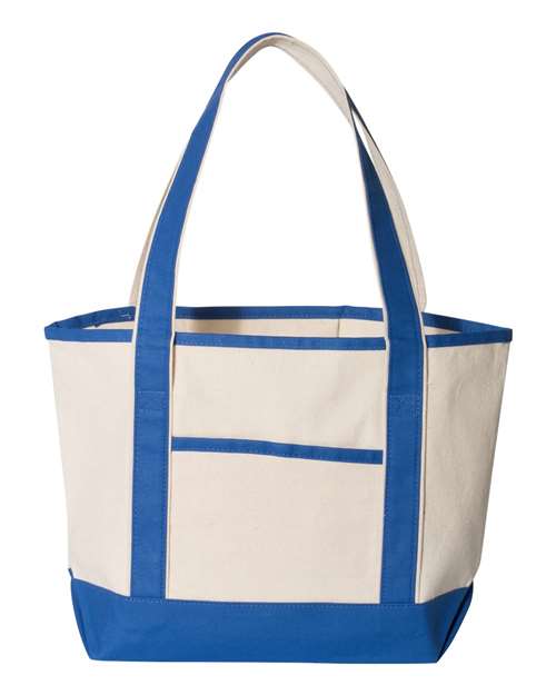 Q-Tees Q125800 20L Small Deluxe Tote #color_Natural/ Royal