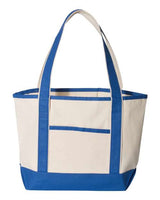 Q-Tees Q125800 20L Small Deluxe Tote #color_Natural/ Royal