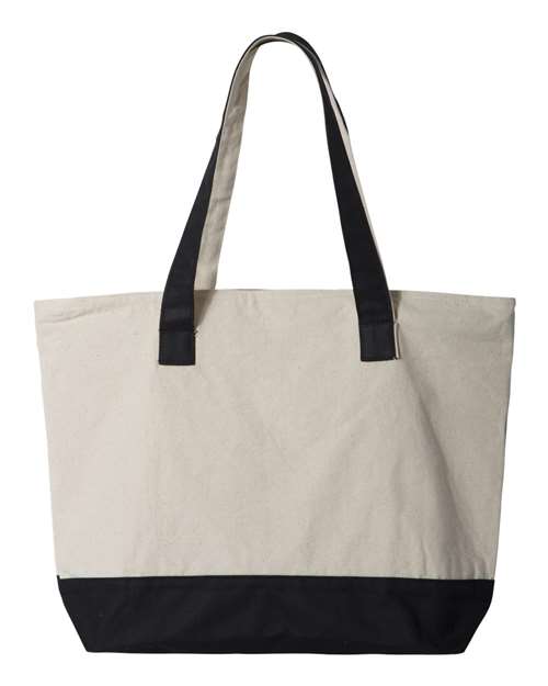 Q-Tees Q1300 19L Zippered Tote #color_Natural/ Black