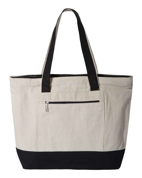 Q-Tees Q1300 19L Zippered Tote #color_Natural/ Black
