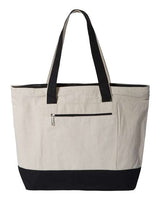 Q-Tees Q1300 19L Zippered Tote #color_Natural/ Black