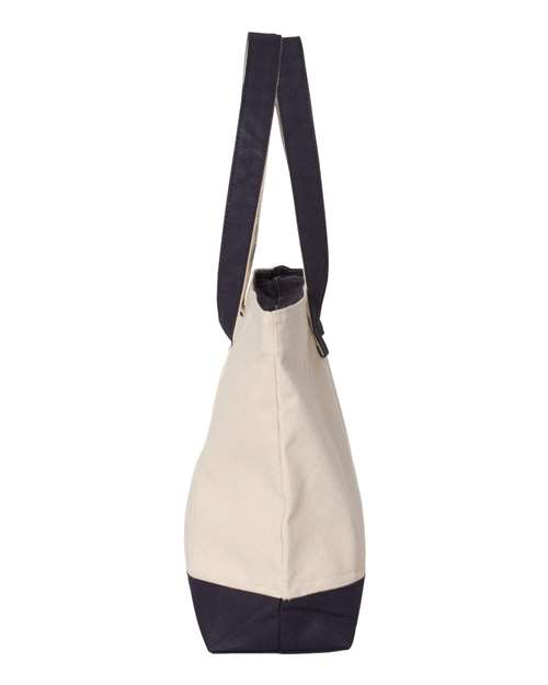 Q-Tees Q1300 19L Zippered Tote #color_Natural/ Navy