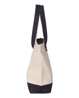 Q-Tees Q1300 19L Zippered Tote #color_Natural/ Navy