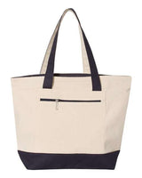 Q-Tees Q1300 19L Zippered Tote #color_Natural/ Navy