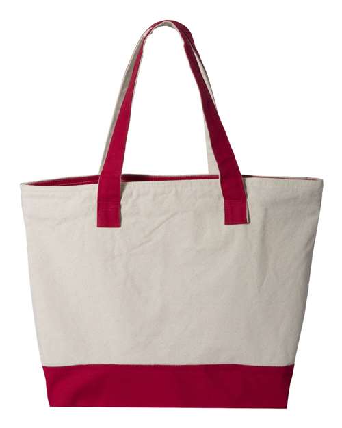 Q-Tees Q1300 19L Zippered Tote #color_Natural/ Red
