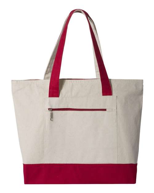 Q-Tees Q1300 19L Zippered Tote #color_Natural/ Red