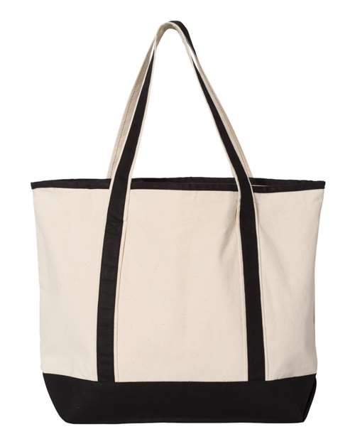Q-Tees Q1500 34.6L Large Canvas Deluxe Tote #color_Natural/ Black