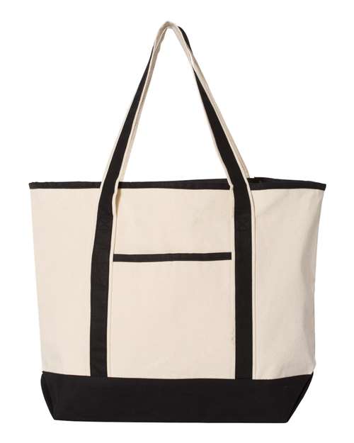 Q-Tees Q1500 34.6L Large Canvas Deluxe Tote #color_Natural/ Black
