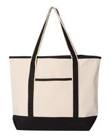 Q-Tees Q1500 34.6L Large Canvas Deluxe Tote #color_Natural/ Black