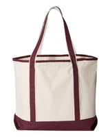 Q-Tees Q1500 34.6L Large Canvas Deluxe Tote #color_Natural/ Maroon