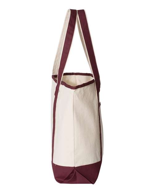 Q-Tees Q1500 34.6L Large Canvas Deluxe Tote #color_Natural/ Maroon