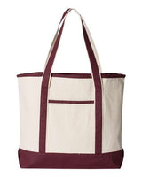 Q-Tees Q1500 34.6L Large Canvas Deluxe Tote #color_Natural/ Maroon