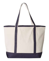 Q-Tees Q1500 34.6L Large Canvas Deluxe Tote #color_Natural/ Navy