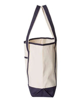 Q-Tees Q1500 34.6L Large Canvas Deluxe Tote #color_Natural/ Navy