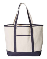 Q-Tees Q1500 34.6L Large Canvas Deluxe Tote #color_Natural/ Navy