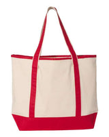 Q-Tees Q1500 34.6L Large Canvas Deluxe Tote #color_Natural/ Red