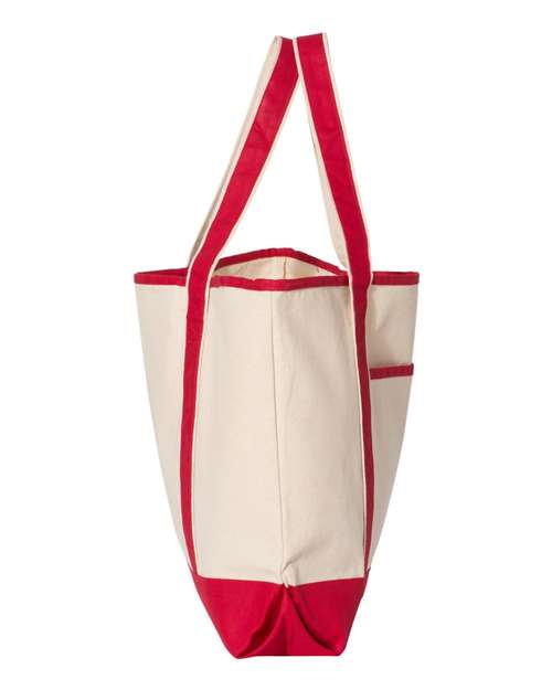 Q-Tees Q1500 34.6L Large Canvas Deluxe Tote #color_Natural/ Red