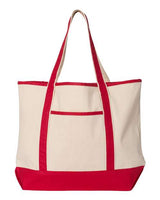Q-Tees Q1500 34.6L Large Canvas Deluxe Tote #color_Natural/ Red