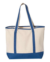 Q-Tees Q1500 34.6L Large Canvas Deluxe Tote #color_Natural/ Royal