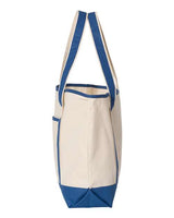 Q-Tees Q1500 34.6L Large Canvas Deluxe Tote #color_Natural/ Royal