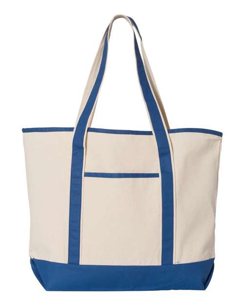 Q-Tees Q1500 34.6L Large Canvas Deluxe Tote #color_Natural/ Royal