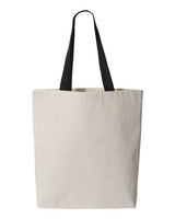 Q-Tees Q4400 11L Canvas Tote with Contrast-Color Handles #color_Natural/ Black