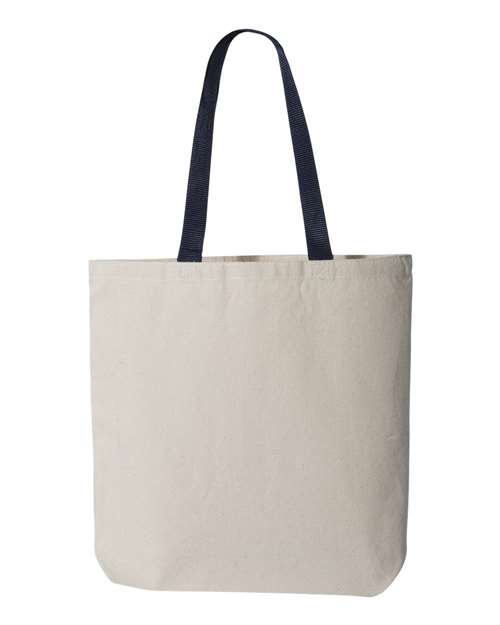 Q-Tees Q4400 11L Canvas Tote with Contrast-Color Handles #color_Natural/ Navy