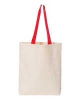 Q-Tees Q4400 11L Canvas Tote with Contrast-Color Handles #color_Natural/ Red
