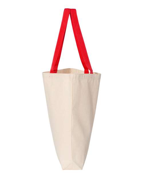 Q-Tees Q4400 11L Canvas Tote with Contrast-Color Handles #color_Natural/ Red