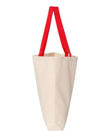 Q-Tees Q4400 11L Canvas Tote with Contrast-Color Handles #color_Natural/ Red