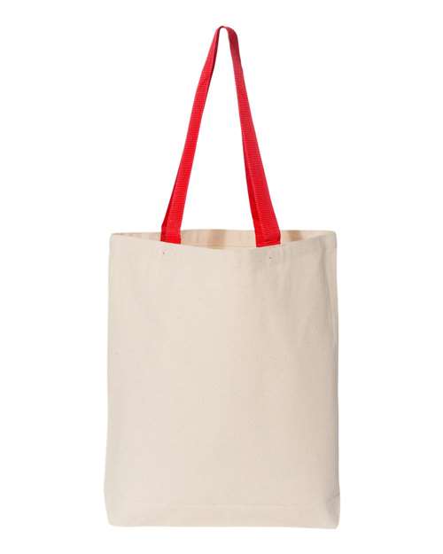 Q-Tees Q4400 11L Canvas Tote with Contrast-Color Handles #color_Natural/ Red