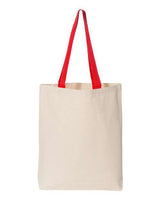 Q-Tees Q4400 11L Canvas Tote with Contrast-Color Handles #color_Natural/ Red