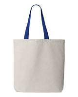 Q-Tees Q4400 11L Canvas Tote with Contrast-Color Handles #color_Natural/ Royal