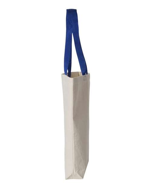 Q-Tees Q4400 11L Canvas Tote with Contrast-Color Handles #color_Natural/ Royal