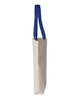Q-Tees Q4400 11L Canvas Tote with Contrast-Color Handles #color_Natural/ Royal