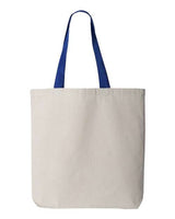 Q-Tees Q4400 11L Canvas Tote with Contrast-Color Handles #color_Natural/ Royal